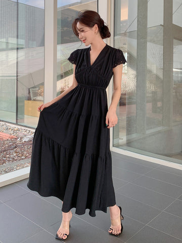 DAZY Solid Color Ruffle Dress