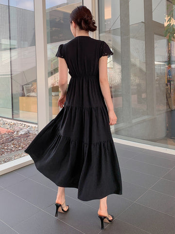 DAZY Solid Color Ruffle Dress