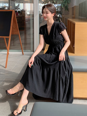 DAZY Solid Color Ruffle Dress