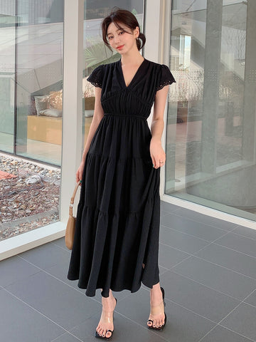 DAZY Solid Color Ruffle Dress