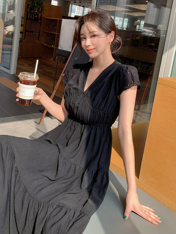 DAZY Solid Color Ruffle Dress