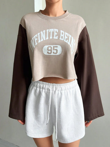 DAZY Solid Color Texture Drawstring Elastic Waist Women's Shorts