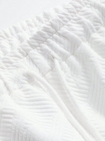 DAZY Solid Color Texture Drawstring Elastic Waist Women's Shorts