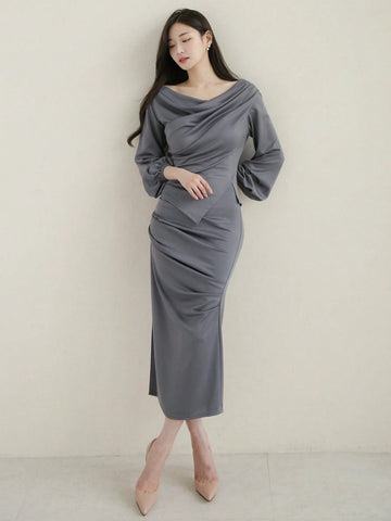 DAZY Solid Colored Pleated Elegant Two Piece Set