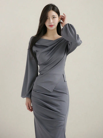 DAZY Solid Colored Pleated Elegant Two Piece Set