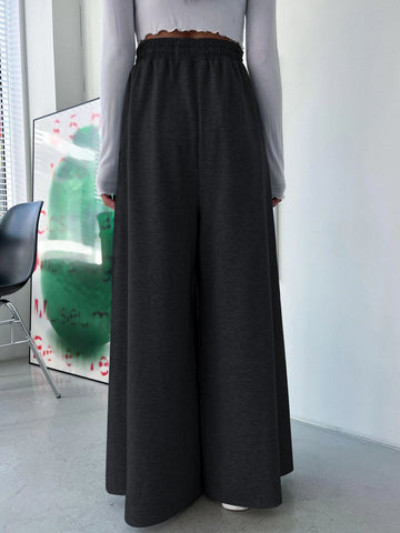 DAZY Solid Drawstring Waist Wide Leg Sweatpants