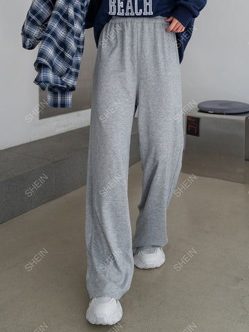 DAZY Solid Elastic Waist Sweatpants