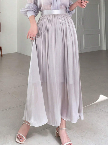 DAZY Solid Fold Pleated Skirt