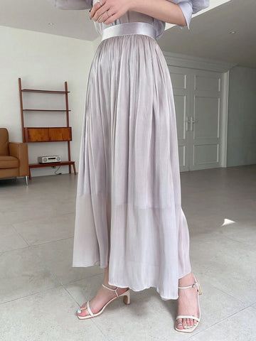 DAZY Solid Fold Pleated Skirt