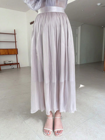 DAZY Solid Fold Pleated Skirt