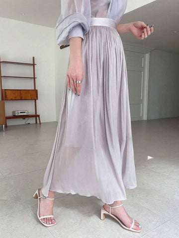 DAZY Solid Fold Pleated Skirt