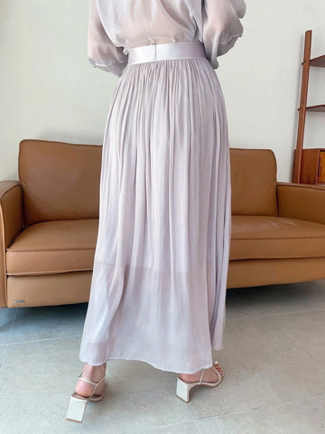 DAZY Solid Fold Pleated Skirt