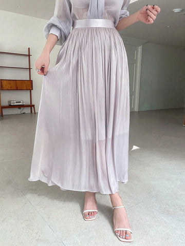 DAZY Solid Fold Pleated Skirt