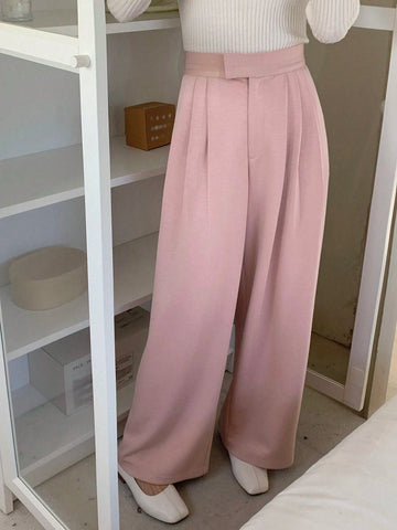 DAZY Solid Fold Pleated Wide Leg Pants