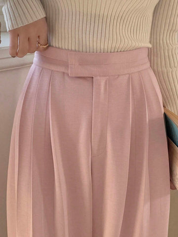 DAZY Solid Fold Pleated Wide Leg Pants