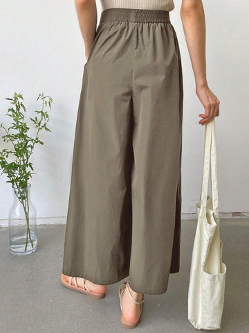 DAZY Solid Slant Pocket Wide Leg Pants