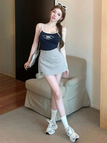 DAZY Solid Split Hem Skirt For Summer