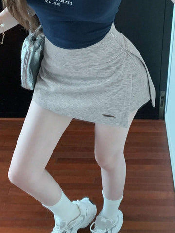 DAZY Solid Split Hem Skirt For Summer