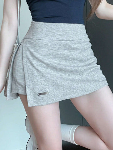 DAZY Solid Split Hem Skirt For Summer