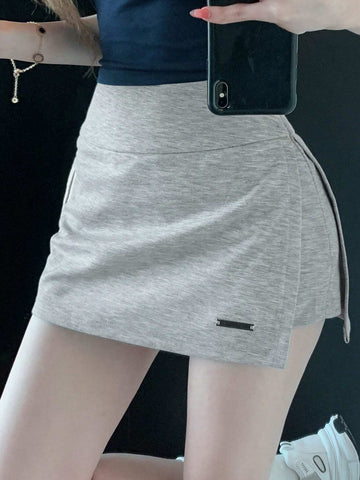 DAZY Solid Split Hem Skirt For Summer