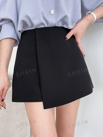 DAZY Solid Wrap Front Skort
