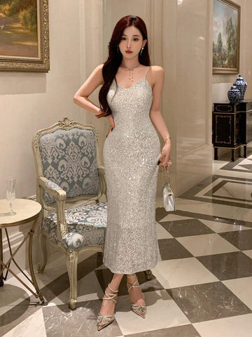 DAZY Sparkly Mermaid Hem Cami Dress, Perfect For Parties