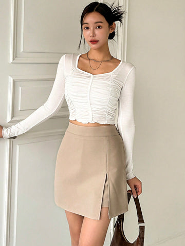 DAZY Split Hem Solid Skort