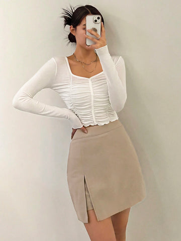 DAZY Split Hem Solid Skort