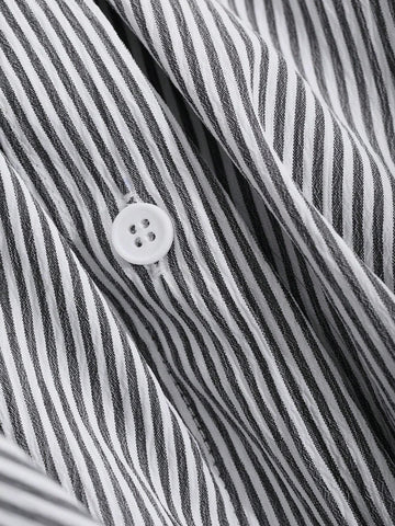 DAZY Striped Loose Long Sleeve Lapel Blouse For Women