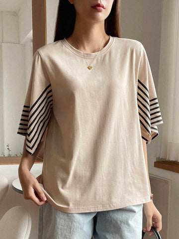 DAZY Striped Print Round Neck Tee