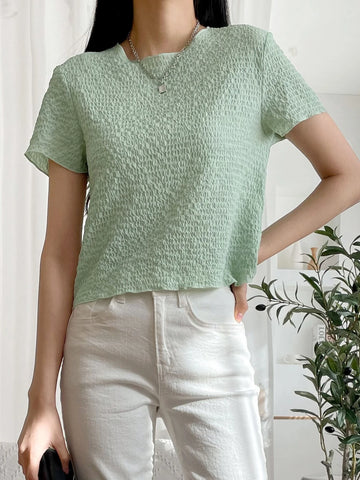 DAZY Textured Round Neck Tee