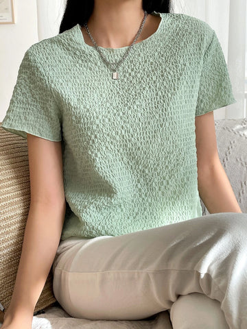 DAZY Textured Round Neck Tee