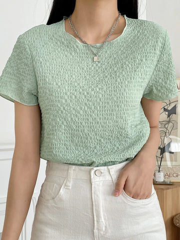 DAZY Textured Round Neck Tee