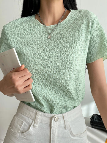 DAZY Textured Round Neck Tee