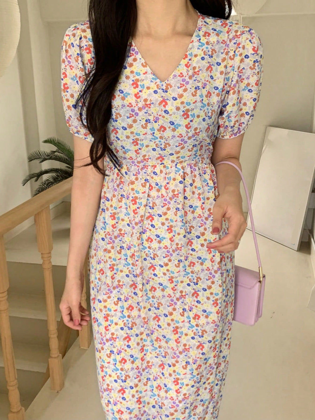 DAZY V-Neck Floral Print Dress