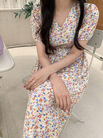 DAZY V-Neck Floral Print Dress