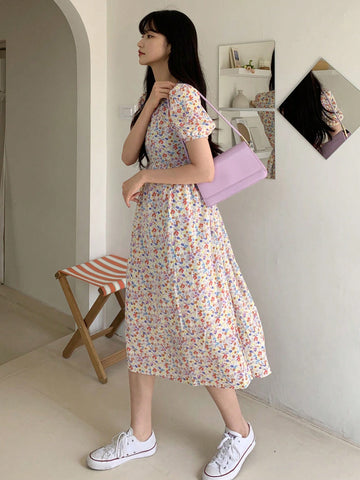 DAZY V-Neck Floral Print Dress