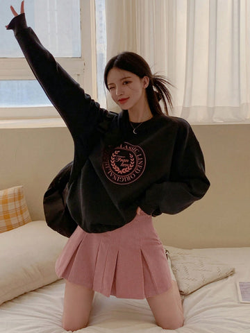 DAZY Women'S Corduroy Pleated Short Skirt