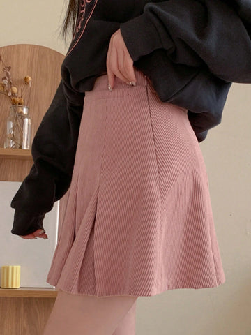 DAZY Women'S Corduroy Pleated Short Skirt