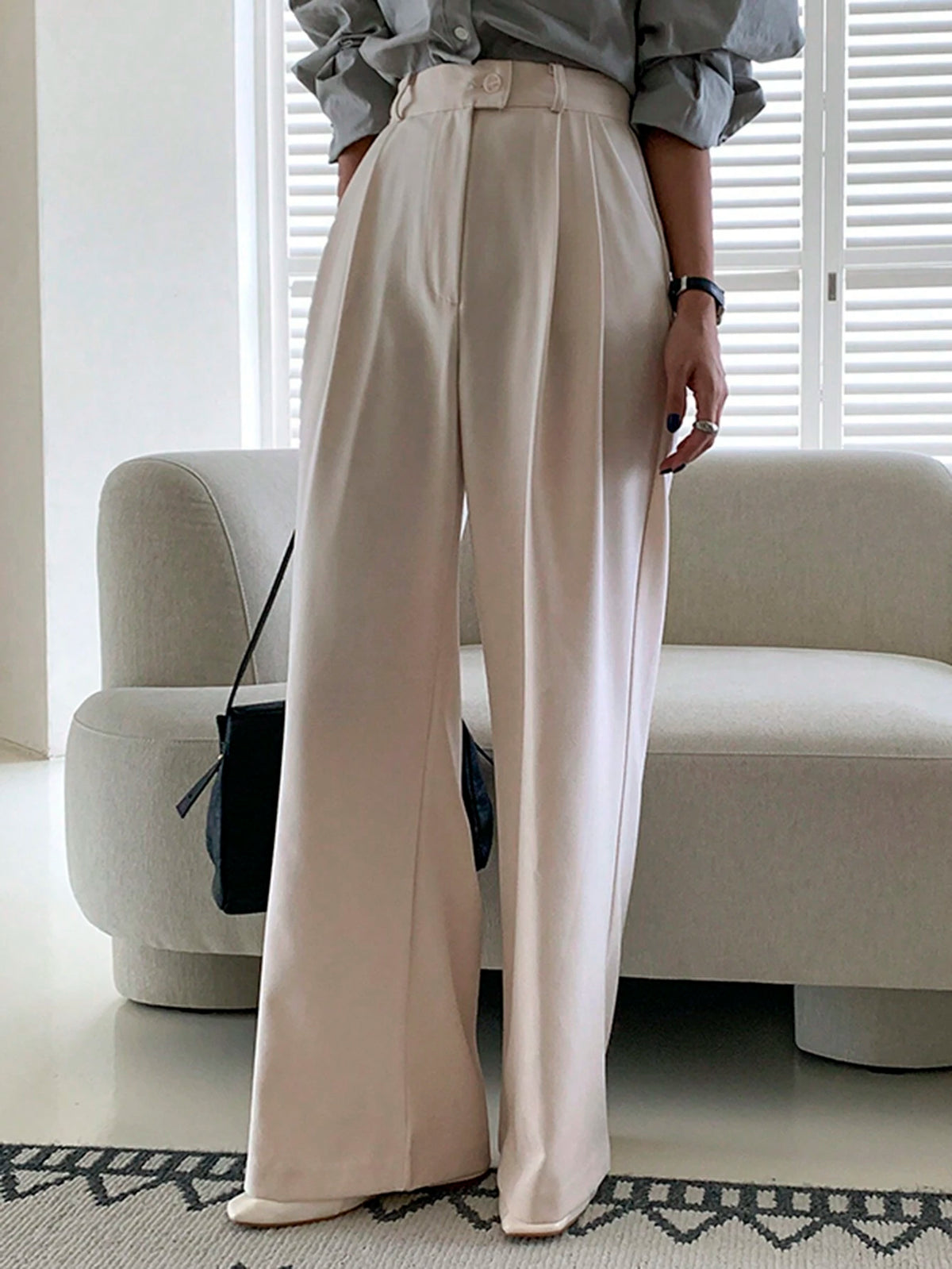DAZY Women's Solid Color Wide Leg Pants
