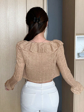 DAZY Women'S Solid Color Cardigan And Knitted Camisole 2pcs/Set