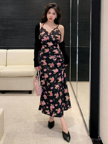 DAZY Women'S Spaghetti Strap Floral Printed Dress