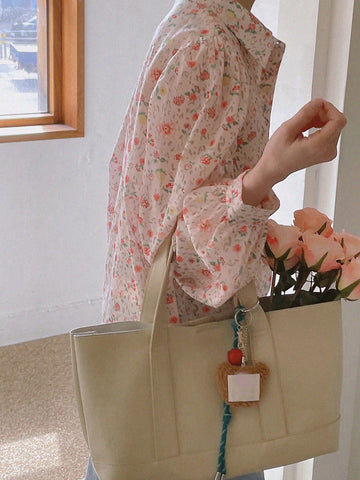 DAZY Women All-Over Print Casual Summer Vacation Long Sleeve Blouse