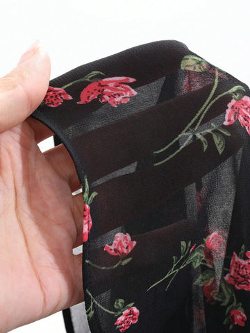 DAZY Women All Over Printed V-Neck Tie Shirt