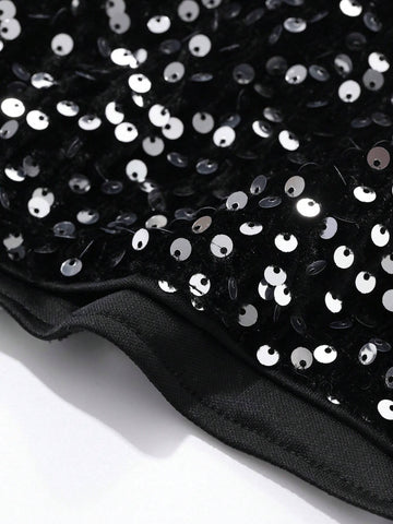 DAZY Women Asymmetric Sequin Tie Detail Bodycon Mini Dress, Party/Banquet Wear