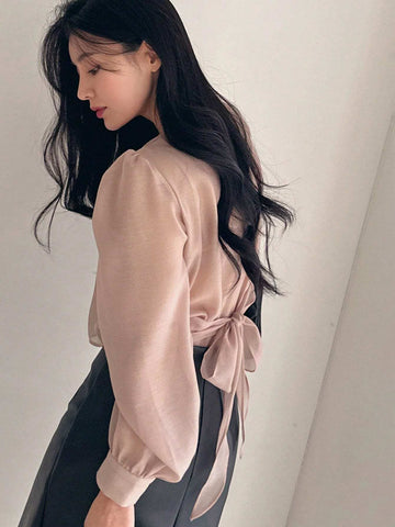 DAZY Women Bubble Sleeve Ladylike Style Long Sleeve Spring/Summer Blouse