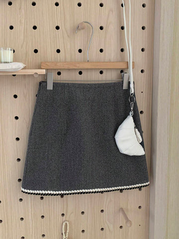 DAZY Women Casual Contrast Color Webbing Panel A-Line Skirt For Autumn & Winter