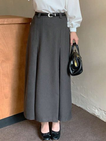 DAZY Women Casual Solid Color Pleated Skirt