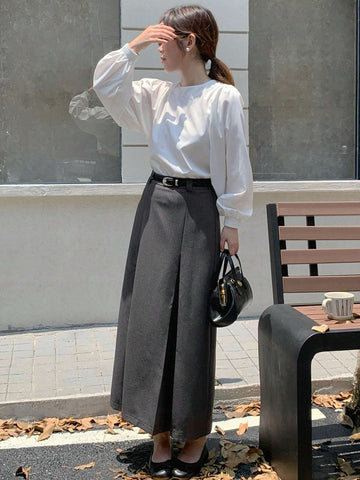 DAZY Women Casual Solid Color Pleated Skirt