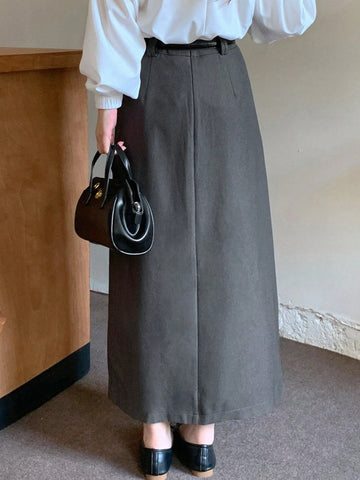 DAZY Women Casual Solid Color Pleated Skirt